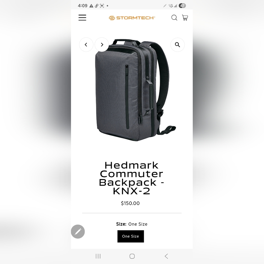 Stormtech Hedmark Commuter Backpack KNX-2 Gray- Black Color